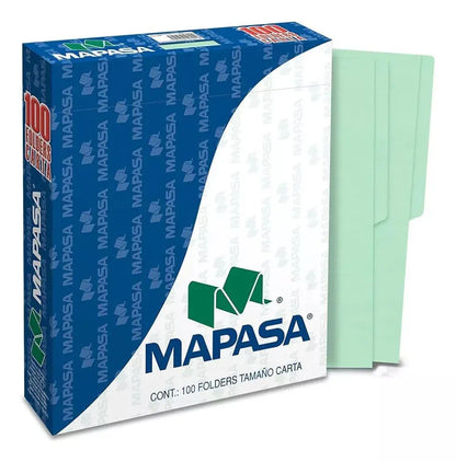 Folder Mapasa Tamaño Carta Color Verde 100pzs Pv0001 - Marchante MX