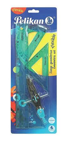 Juego Geométrico 5pza Irrompible Plástico Flexible Pelikan