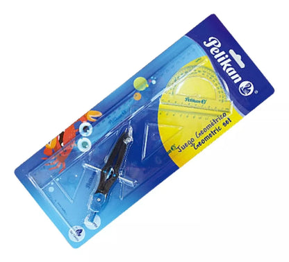 Juego Geométrico 5pzas Mediano Plástico Pelikan Escolar