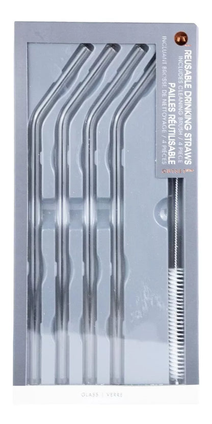 4 Popotes Reusables Vidrio Hergonomico Mason Jars