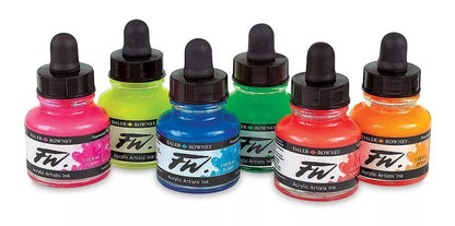 Set 6 Tinta Acrílica Líquida Fw Artist Daler Rowney 29.5ml Color Colores Neón
