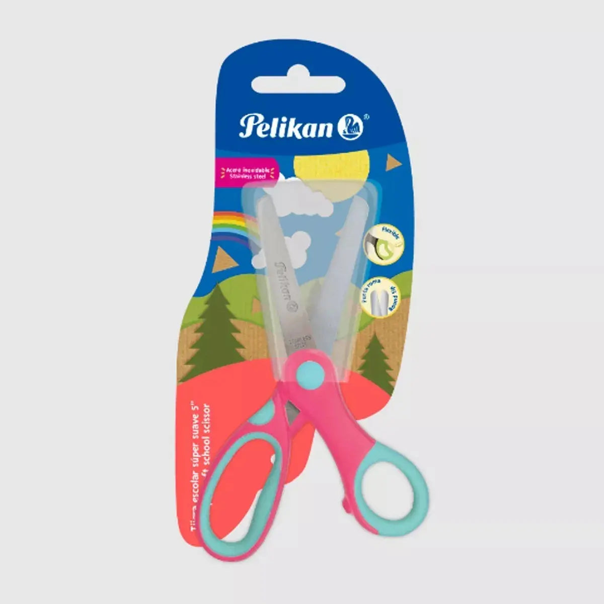 Tijeras Escolar Pelikan Punta Roma Mango Super Suave - Marchante MX