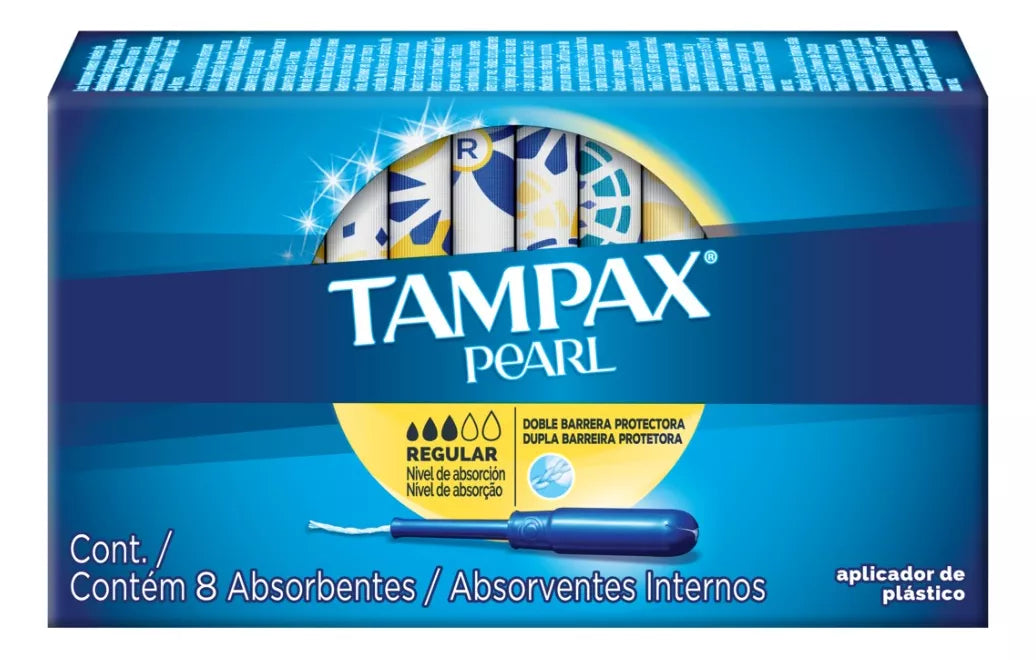 8 Tampones Tampax Pearl Regular Aplicador Plástico