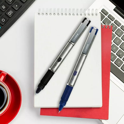 Pluma Fuente Zebra Blister Tinta Azul Recargable Acero Inoxidable