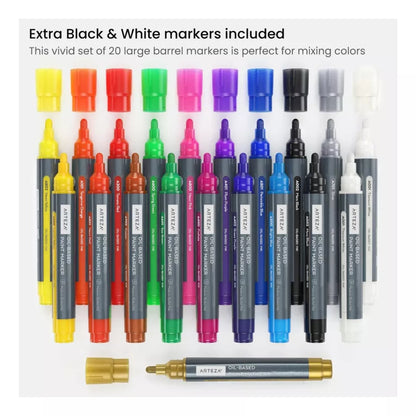 Set 20 Rotuladores Pintura Oleo Colores Metalicos Arteza