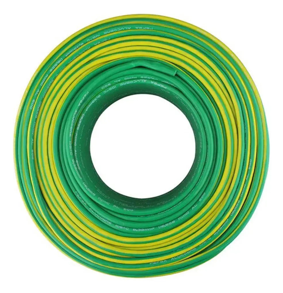 SANELEC, 4075 Alucopper Cable, Flexible and Light, Flame-Resistant and Resistant, 100 m Roll, 8 AWG Gauge, Green - Sanelec