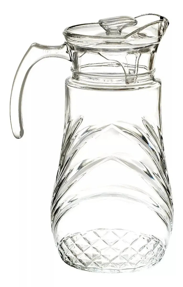 Jarra Vidrio Fina Grande Tapa 1.5 L Agua Cristal zafiro - Vittori - vista lateral