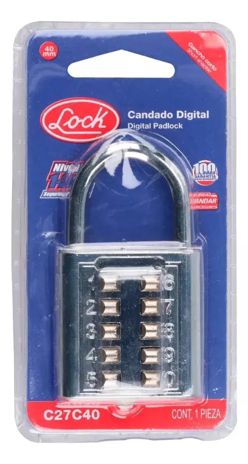 Candado Combinacion Lock 40 Mm Cromobrillante Plateado - Lock