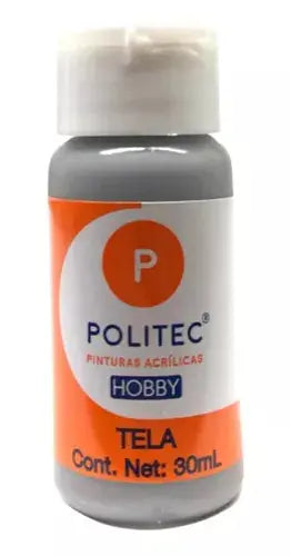 Pintura Acrilica Politec Hobby Tela 30ml Acaba Suave Gris - Politec