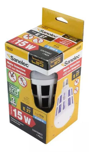 Foco Led Sanelec Mata Insectos 15w Luz Fria Base E27 Eco