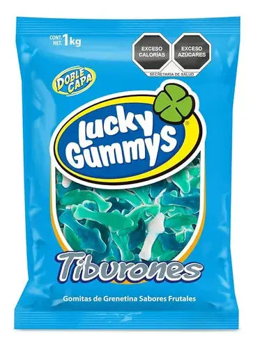 Bolsa Gomitas Forma De Tiburones Lucky Gummys 1kg Fruta - Cuanda - vista trasera