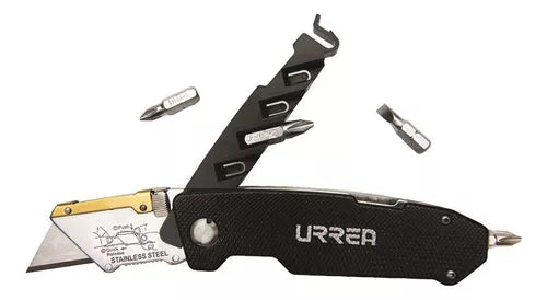 Navaja Utilitaria Abatible Urrea Puntas 7-1/4'' Color Negro
