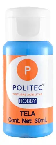 Pintura Acrilica Politec Hobby Tela 30ml Acaba Suave Azul celeste - Politec