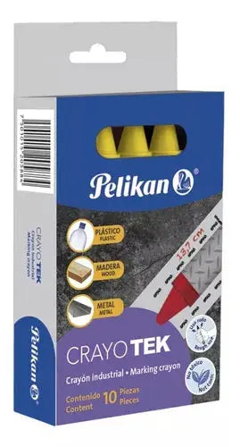 Crayones de Cera Pelikan Industrial Multiusos 10 Piezas Elegir Color Amarillo - Pelikan