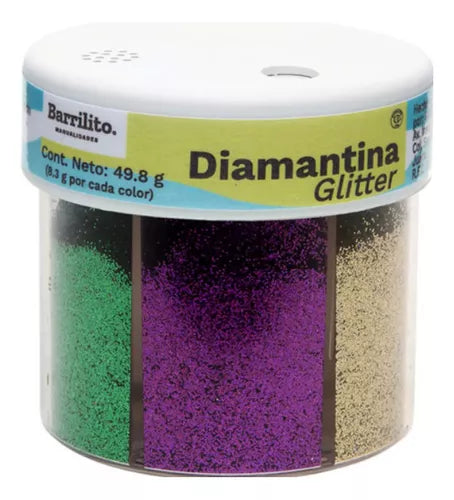 Diamantina Glitter En Polvo Purpurina En Salero 6 Colores Color Multicolor