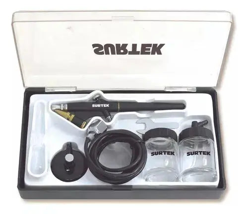 7 Pzas Aerografo Surtek Succion 20 Ml 35 Psi Artes Graficas - Lock