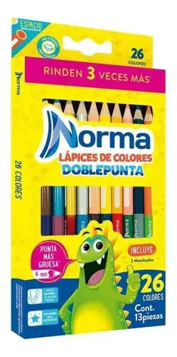 13 Lapices Color Norma Doble Punta Duales 26 Colores Escolar - Norma
