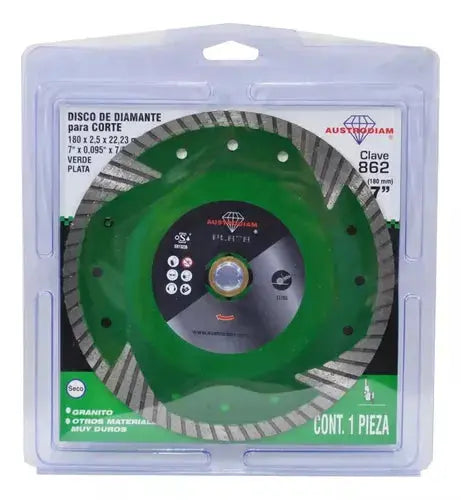 Disco Diamante Corte Seco 862 Austrodiam 7'' Granito Verde - Austromex