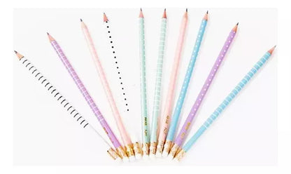 10 Lapices Grafito Kiut Hb #2 Exterior Pastel Redondos Goma