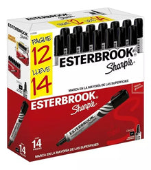 14 Marcadores Permanentes Color Negro Esterbrook Sharpie