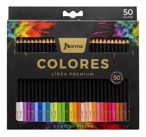 50 Lapices Colores Norma Intensos Linea Premium Punta 4mm