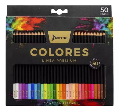 50 Lapices Colores Norma Intensos Linea Premium Punta 4mm