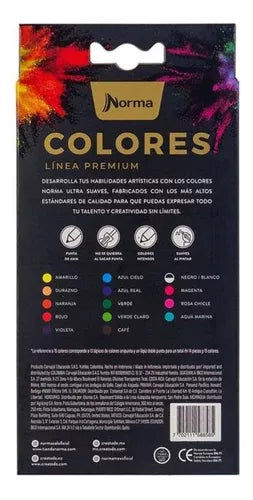 15 Lapices Colores Norma Intensos Linea Premium Punta 4mm