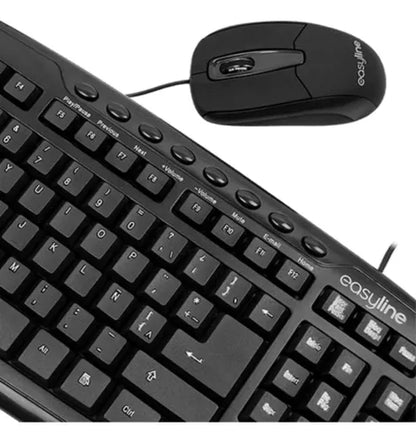 Kit Teclado Mouse Alambrico Easy Line Balance Color Negro - Marchante MX