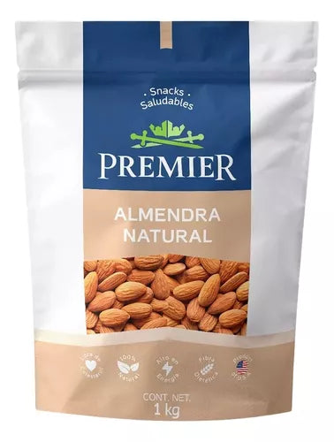 Almendra Natural Premier Premium Almonds De 1 Kilo Zipper