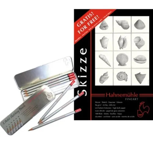 Block Dibujo Sketchbook A3 100 Hojas + Caja Lápices Diseño