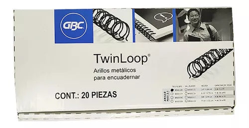 20pz Arillos Metalicos Gbc 1 1/4 PuLG 40 Hojas Negro