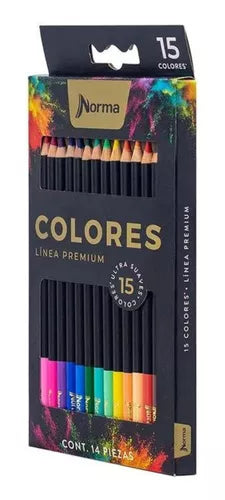 15 Lapices Colores Norma Intensos Linea Premium Punta 4mm