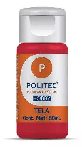 Pintura Acrilica Politec Hobby Tela 30ml Acaba Suave Rojo - Politec