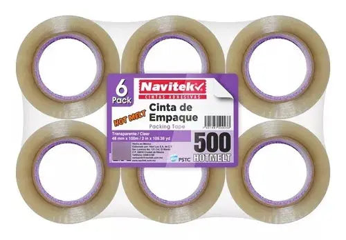 6pzs Cinta Empaque Transparente Navitek 48mm X 150m Hotmelt - Offiland
