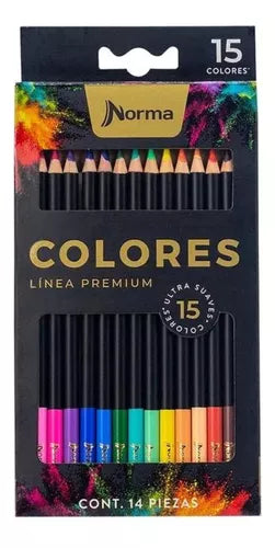 15 Lapices Colores Norma Intensos Linea Premium Punta 4mm