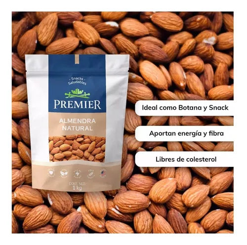 Almendra Natural Premier Premium Almonds De 1 Kilo Zipper