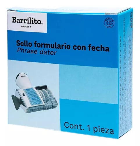 Sello Formulario Barrilito 12 Leyendas Ajustable Metalico