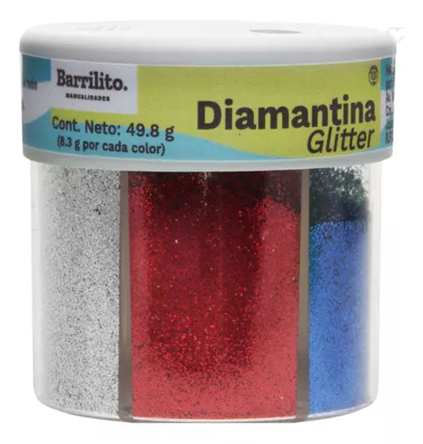 Diamantina Glitter En Polvo Purpurina En Salero 6 Colores Color Multicolor