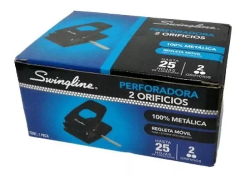 Perforadora Ajustable Swinglin 7 Y 8 Cm 2 Orificios 25 Hojas