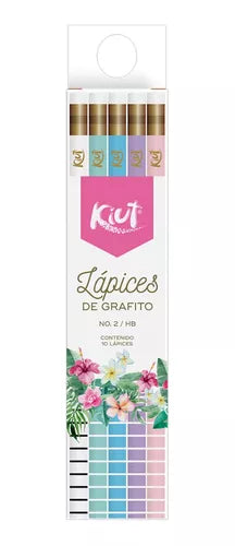 10 Lapices Grafito Kiut Hb #2 Exterior Pastel Redondos Goma