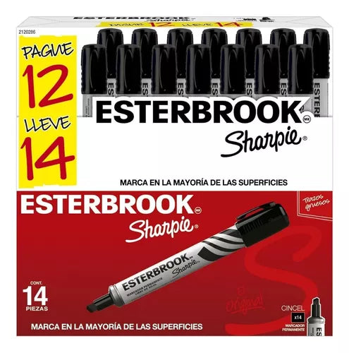 14 Marcadores Permanentes Color Negro Esterbrook Sharpie