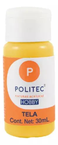 Pintura Acrilica Politec Hobby Tela 30ml Acaba Suave Amarillo medio - Politec