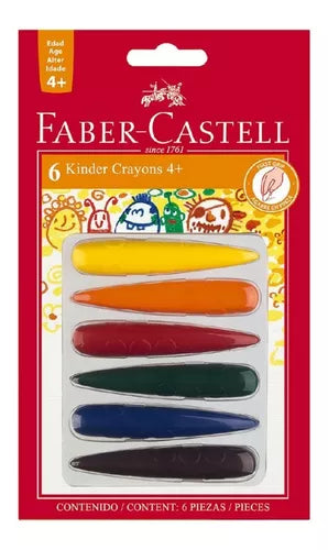 Crayones Borrables Faber Castell Cohete Kinder Ergonómico 6 Pz - MarchanteMX