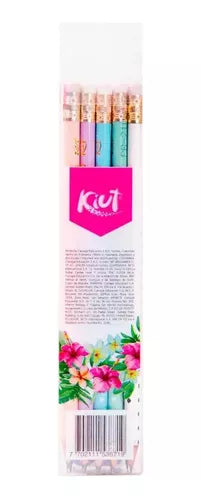 10 Lapices Grafito Kiut Hb #2 Exterior Pastel Redondos Goma