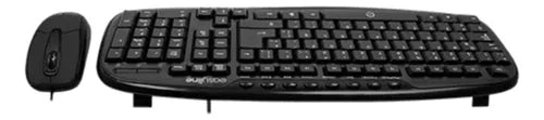 Kit Teclado Mouse Alambrico Easy Line Balance Color Negro