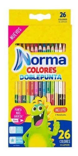 13 Lapices Color Norma Doble Punta Duales 26 Colores Escolar