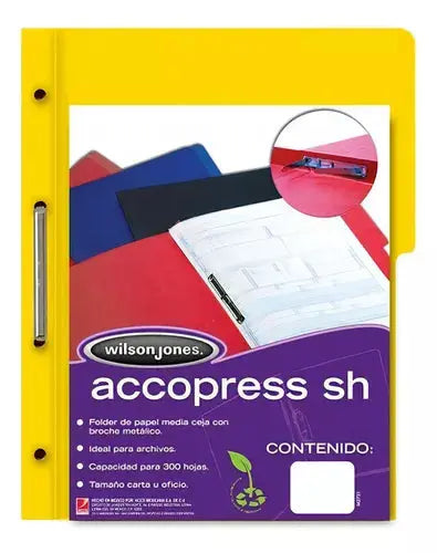 10pz Folder De Papel Tamaño Oficio Acco Accopress Amarillo - ACCO
