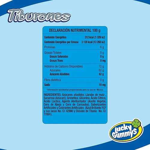 Gomitas Forma De Tiburones Lucky Gummys 1kg Frutal