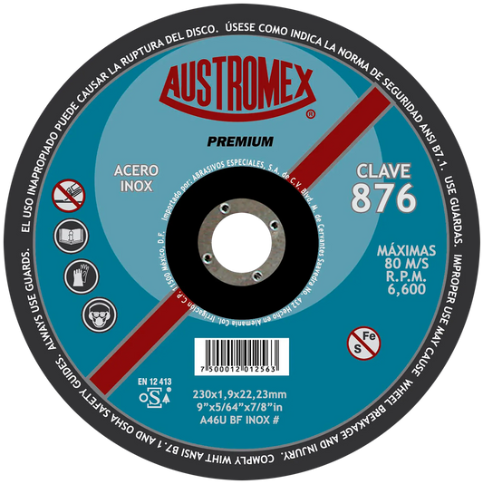 5 piezas Disco Abrasivo 876 Austromex para Corte Austromex