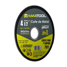 Disco corte de metal 4 1/2" x 1mm, TIPO 1 Maxtool Aksi - Aksi